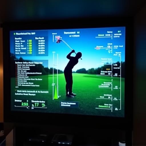 弾道測定器のスクリーンに表示されたスイング分析データ